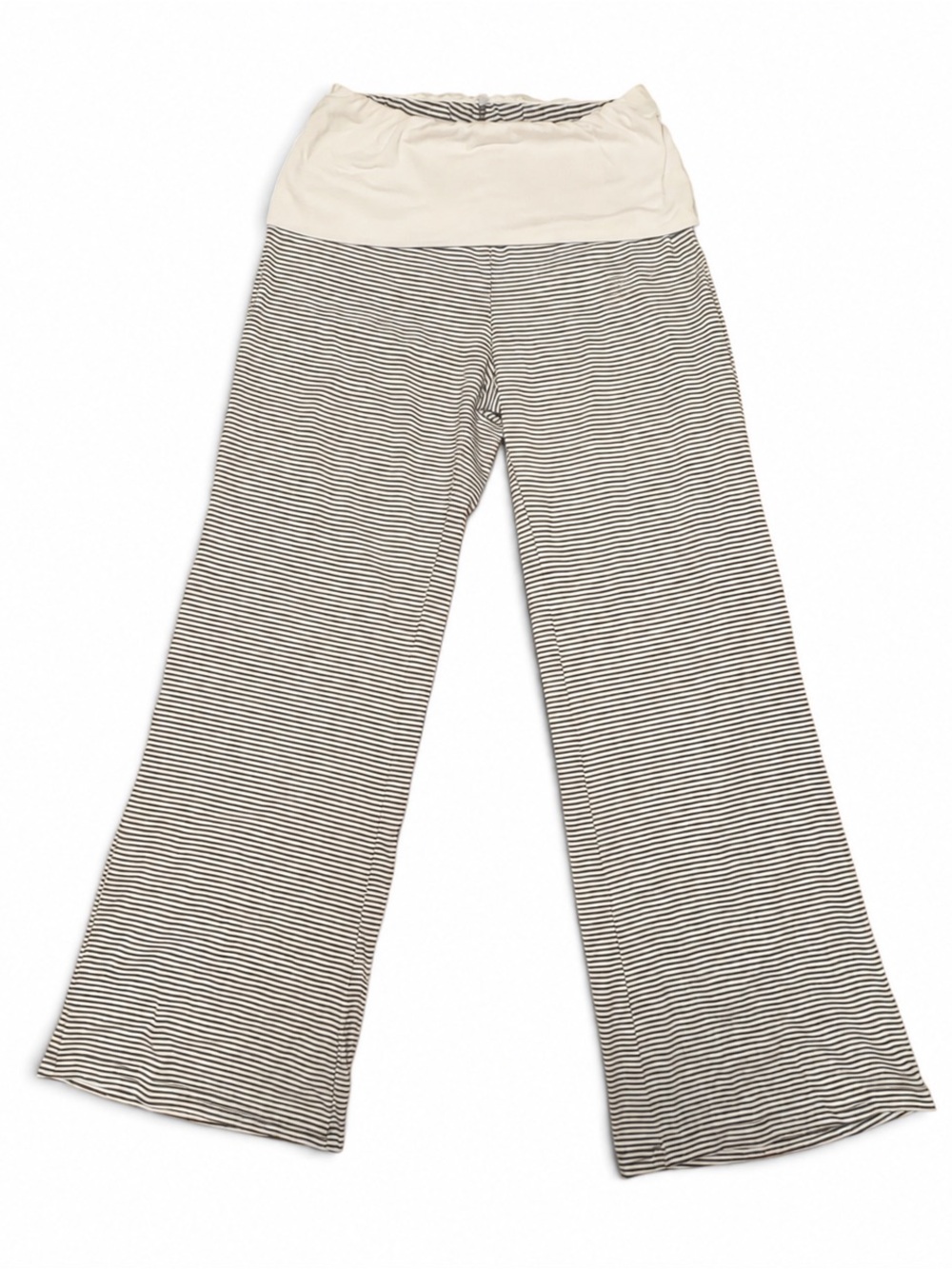 Black White Striped Foldover Wide Leg Pants Small Travel Vacation Lounge Y2K